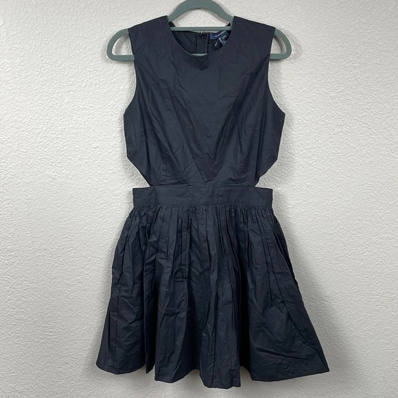 New French Connection Adelade Organic Poplin Cut Out Mini Dress Black - Picture 5 of 16